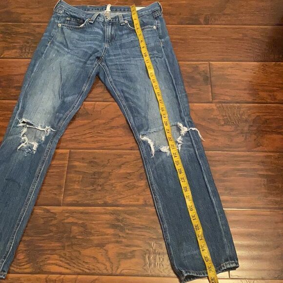 Rag & Bone Distressed Blue Denim Ripped Boyfriend Jeans Casual Contemporary - Picture 6 of 14